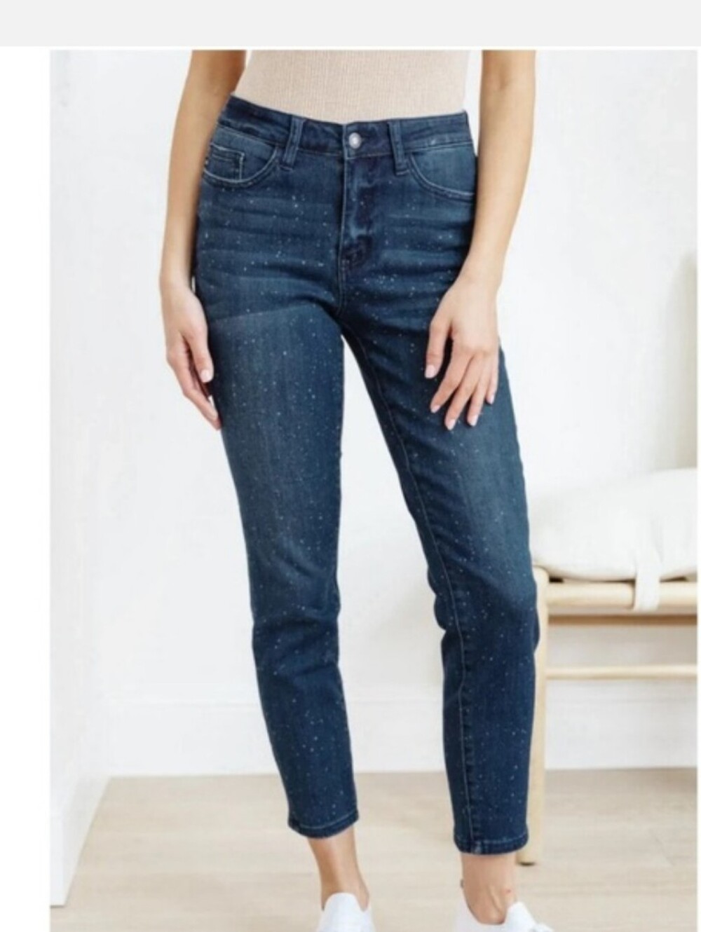 Judy Blue Relaxed Fit Mom Jeans Mid Rise Denim with Bleach Splatter Size 18W